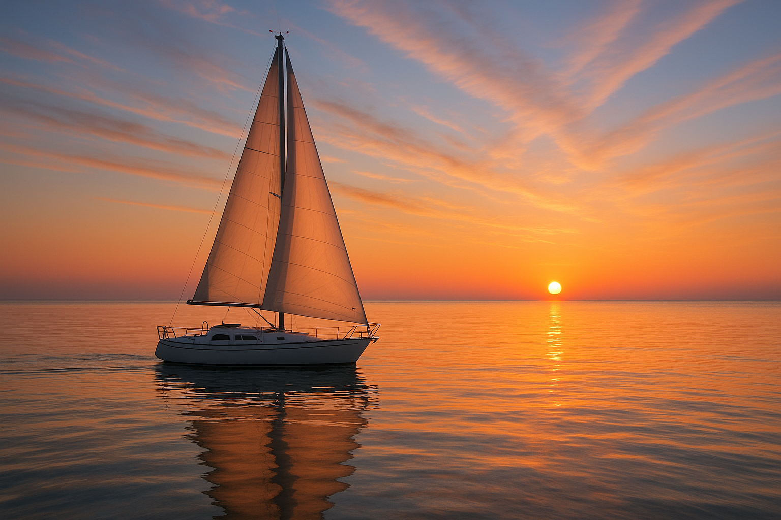 sail boat at sunrise 